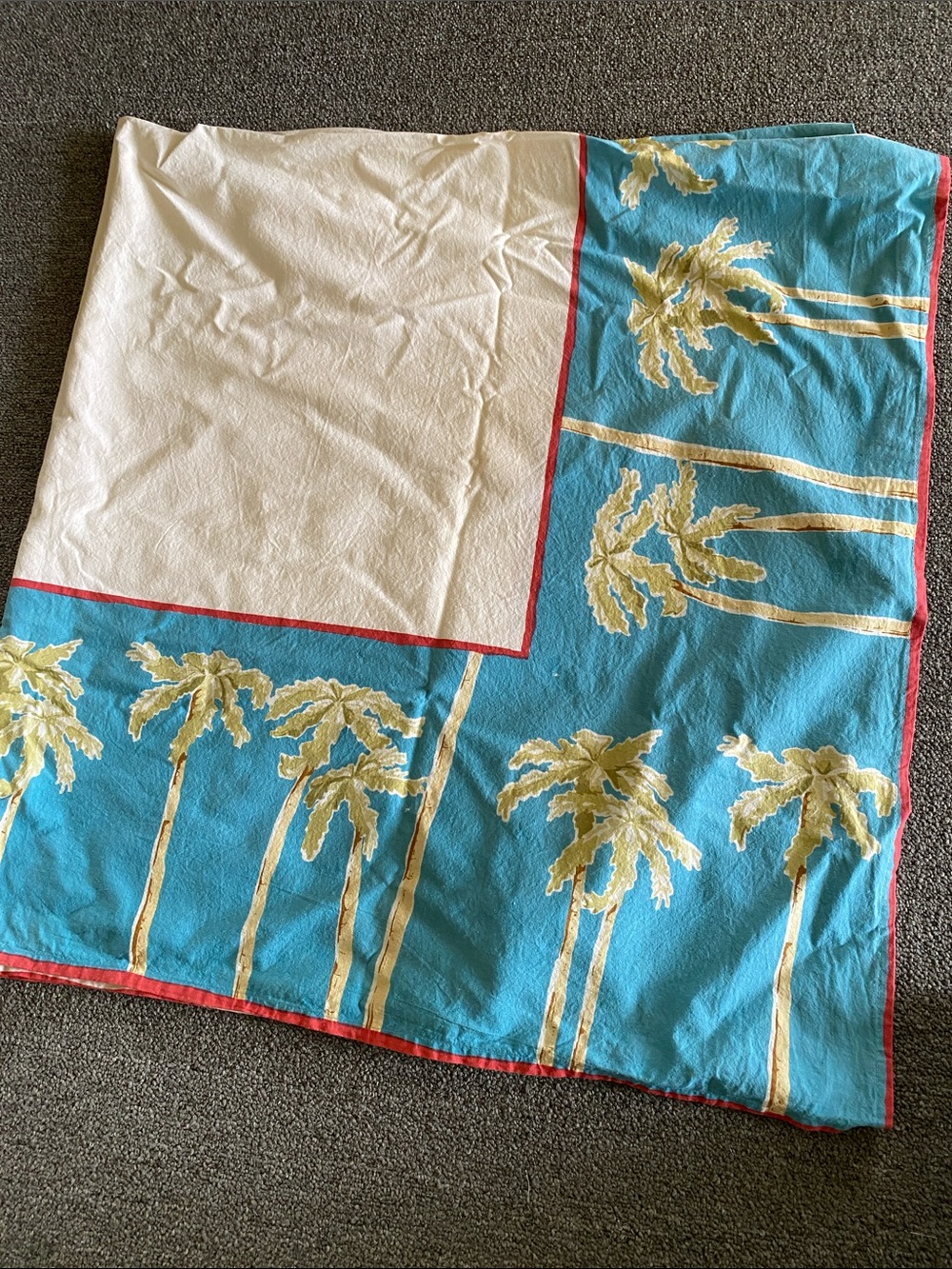 Vintage Palm Tree Print cotton  tablecloth 54” x54” - Picture 2 of 4